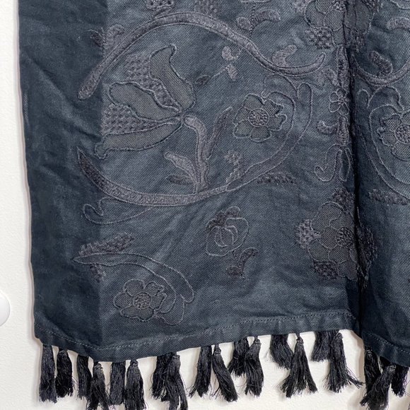 Madewell Embroidered Shift Dress with Tassel Trim Linen Cotton Womens Size Small - Picture 6 of 8